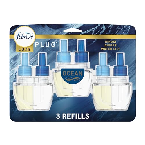 Febreze Plug in Air Fresheners, Ocean, Odor Fighter for Strong Odors, Scented Oil Refill (3 Count)