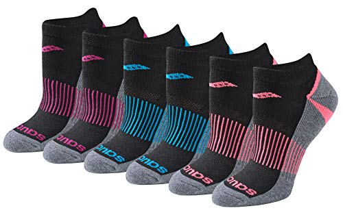 Saucony womens Selective Cushion Performance No Show Athletic Sport (6 Pairs) Socks, Black Assorted Pairs), Shoe Size 5-10 US