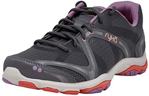 Ryka Women's Influence Cross Trainer Shoe, Quiet Grey/Orchid/Peach, 8.5 M US