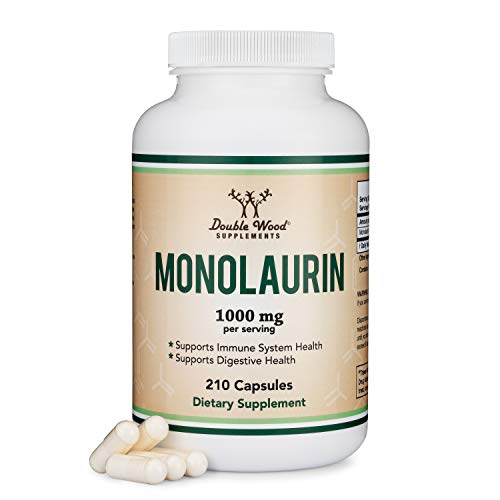 Monolaurin Immune Support Supplement 1,000mg per Serving, 210 Capsules (Vegan Safe, Non-GMO, Gluten Free, Manufactured in The USA) Immune Booster for Adults, Immune System Defense by Double Wood