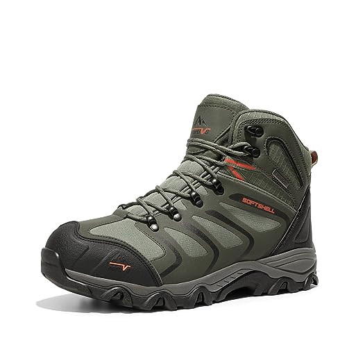 NORTIV 8 Men's Hiking Boots Waterproof Work Outdoor Trekking Backpacking Mountaineering Lightweight Trails Shoes Size 9 M US ARMY/GREEN/BLACK/ORANGE 160448_M Armadillo