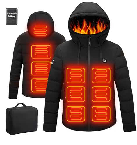 Qdreclod Heated Jackets for Men Women with Battery Pack 10000mAh, Electric Heated Coat for Men Women Heating Coat Heat Jacket