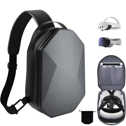 TOENNESEN Hard Carrying Case for Meta Quest 3/Oculus Quest 2/Vision Pro VR Headset,Compatible with Head Strap with Battery, VR Gaming Accessories,Fashion Design for Travel and Storage