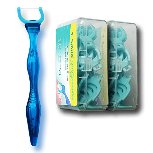 T.Smile Evolutionary Clean Dental Flossers, Kit of Refills Plus Mid-Length Handle (1 Handle + 100 Refills)