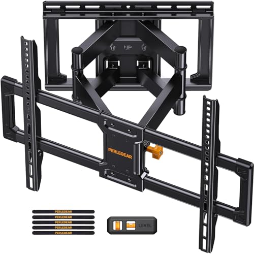 Perlegear UL Listed Full Motion TV Wall Mount for 42-85 inch TVs up to 132 lbs, TV Mount with Dual Articulating Arms, Tool-Free Tilt, Swivel, Extension, Leveling, Max VESA 600x400mm, 16' Studs, PGLF8