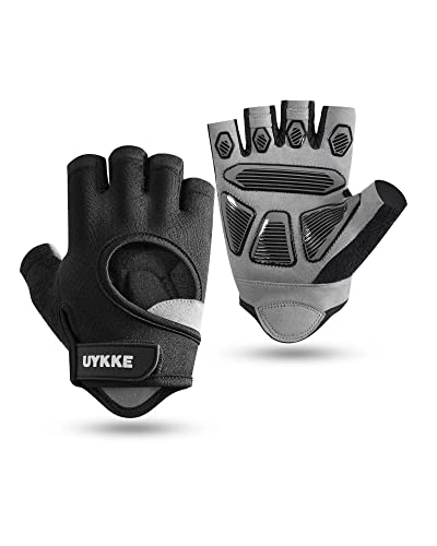 UYKKE Workout Gloves for Men and Women, Exercise Gloves for Weight Lifting, Cycling, Gym, Training, Breathable and Snug Fit (Black, Large) (Black, Large)