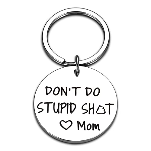 Don’t Do Stupi St Keychain Poop Emoji Funny Birthday Gifts for Son Daughter Teenagers from Mom Sarcasm Gift for Teens Boy Girl Graduation Valentine Christmas Humor Gag Gift Mother to Kids