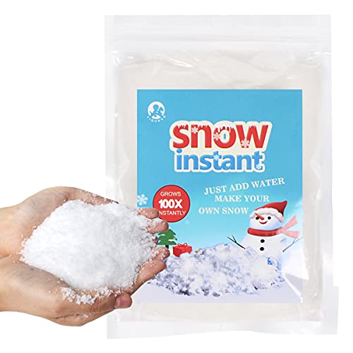 YIQUDUO 10 Ounce Instant Snow Powder Add Water Makes 5 Gallons Fake Artificial Snow - Great for Cloud Slime and Christmas Snow Decoration(10 Oz)