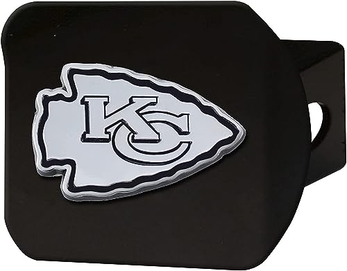 Kansas City Chiefs NFL Black Metal Hitch Cover with Chrome Team Logo by FANMATS - Unique Team Logo Molded Design – Easy Installation on Truck, SUV, Car - Ideal Gift for Die Hard Football Fan