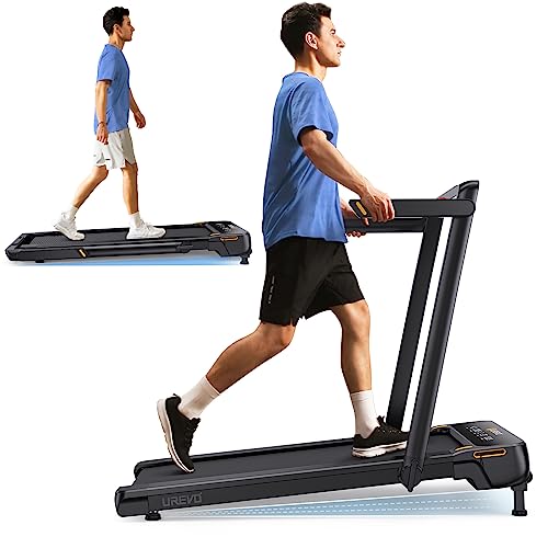 UREVO Walking Pad Treadmill with Incline, 2.5 HP Under Desk Treadmill, Foldable Treadmill for Home Office, Compact Treadmill with LED Display Remote Control 265lbs Weight Capacity