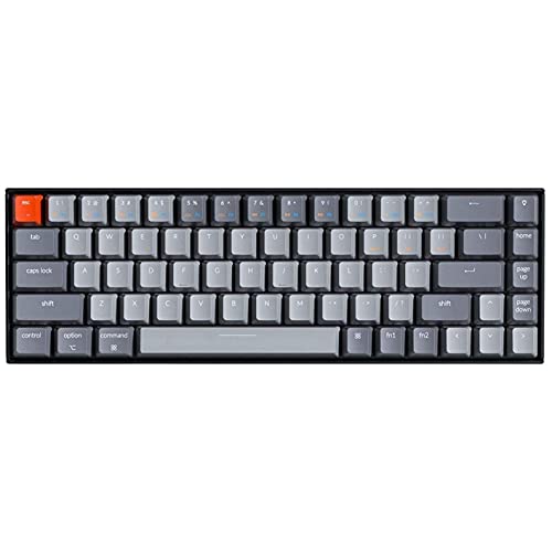 Keychron K6 65% Compact 68 Keys Wireless Mechanical Keyboard for Mac, Hot-swappable White Backlight, Bluetooth, Multitasking, Type-C Wired Gaming Keyboard for Windows with Gateron Blue Switch