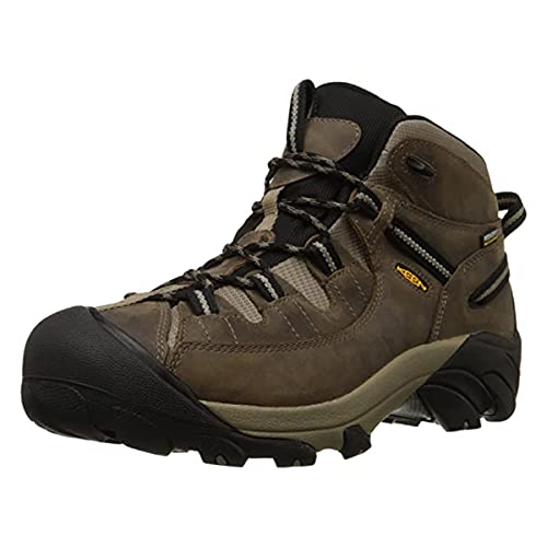 KEEN Men's Targhee 2 Mid Height Waterproof Hiking Boots, Shitake/Brindle, 9.5 Wide