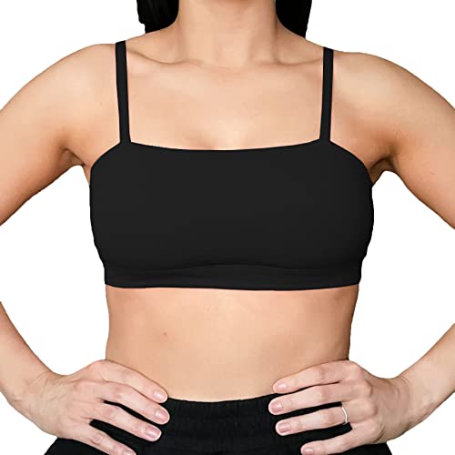 Aoxjox Women's Workout Bandeau Sports Bras Training Fitness Running Yoga Crop Tank Top (Black, Small)