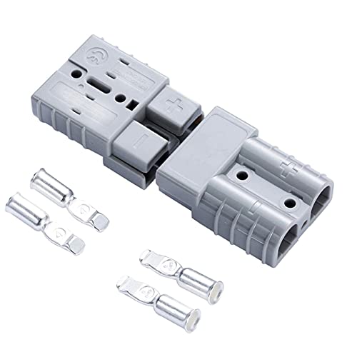 2pc Battery Quick Connector Kit 50a Plug Connect Disconnect Winch Trailer (50A 6AWG -Grey)
