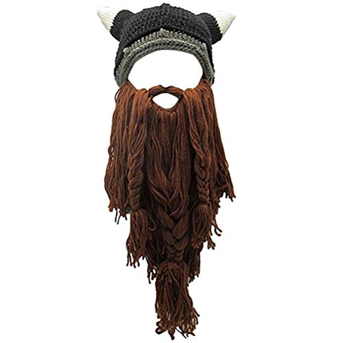 Creative Barbarian Knit Beard Hat Funny Knit Hat Wig Beanie Hat Beard Facemask
