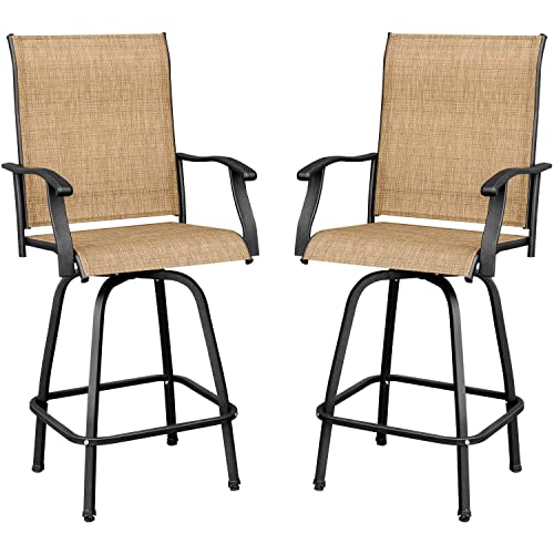Devoko Patio Bar Stools Set of 2 All-Weather Outdoor Patio Furniture Set Counter Height Tall Patio Swivel Chairs for Bistro, Lawn, Garden, Backyard
