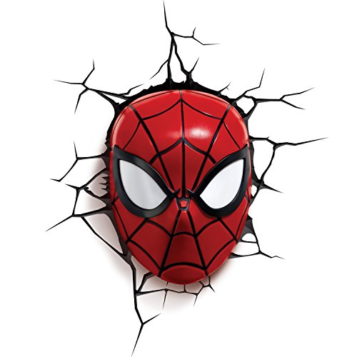 3DLightFX 816733002224 Marvel Spiderman Mask 3D Deco Light,Plastic, Red