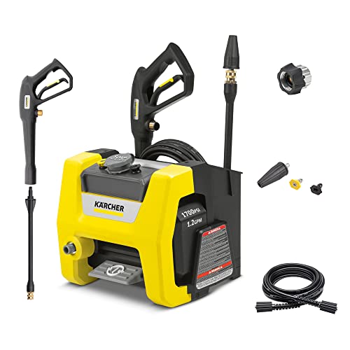 Kärcher K1700 Cube Max 2125 PSI Electric Pressure Washer with 3 Spray Nozzles - Great for cleaning Cars, Siding, Driveways, Fencing and more - 1.2 GPM