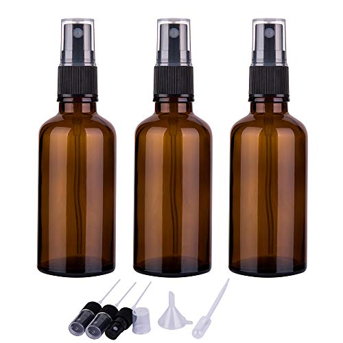 hmaimas 2oz Amber Glass Spray Bottles for Essential Oils, Small Empty Spray Bottle, Fine Mist Spray, Set of 3