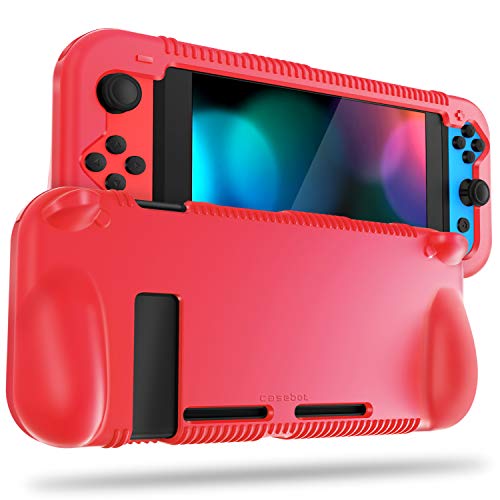 FINTIE Silicone Case Compatible with Nintendo Switch - Soft [Anti-Slip] [Shock Proof] Protective Cover with Ergonomic Grip Design, Drop Protection Grip Case (Red)