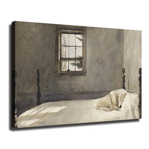 Master Bedroom Andrew Wyeth Poster HD Printing Picture Personalized Wall Art Suitable for Home Room Living Room Bedroom Studio Modern Decoration (08×12inch- Framed)