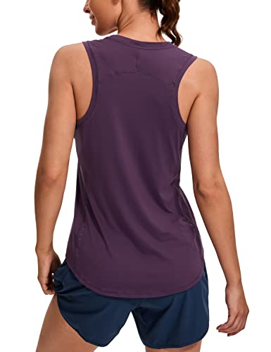 CRZ YOGA Lightweight Tank Top for Women Racerback Sleeveless Workout Tops High Neck Athletic Running Shirts Deep Crocus Violet3 Small