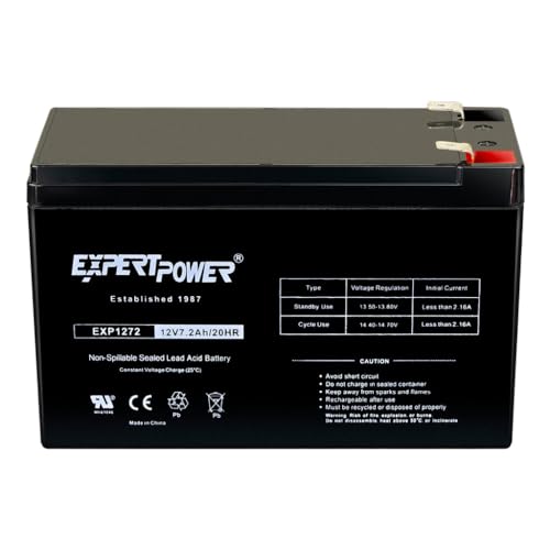 ExpertPower 12V 7.2AH Sealed Lead Acid (SLA) Rechargeable Battery for Security Alarm System with F2 Terminals || EXP1272