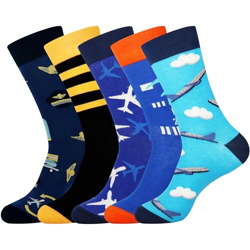 Jeasona Pilot Gifts Aviation Men Airplane Socks for Men Funny Birthday Gifts