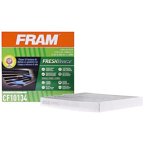 FRAM Fresh Breeze Cabin Air Filter Replacement for Car Passenger Compartment w/ Arm and Hammer Baking Soda, Easy Install, CF10134 for Honda Vehicles, white