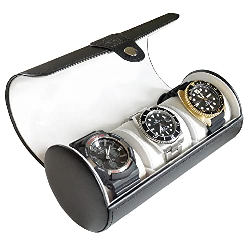 Case Elegance Travel Watch Case Roll Organizer for Men | Vegan Faux Leather Watch Display Case | Watch Display, Storage & Holder | Watch Case for Men's Watch Collection | Watch Holder for Men | Black