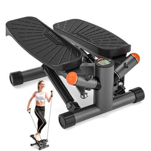 ACFITI Steppers for Exercise at Home,Adjustable Height Mini Stepper with Resistance Bands,Stair Stepper with 330lbs Loading Capacity,Twist Stepper Portable Exercise Equipment for Full Body Workout
