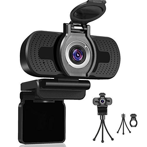 Dericam Webcam with Microphone, 1080P Webcam, Desktop Laptop Computer USB Web Camera with Privacy Cover and Tripod, Plug and Play for Video Streaming, Conference,Gaming