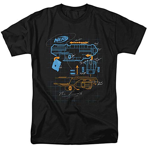 Nerf Deconstructed Nerf Gun Unisex Adult T-Shirt for Men and Women, Black, Small