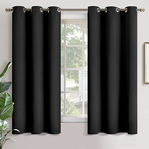 YoungsTex Black Bedroom Curtains 63 Inches Length Grommet Blackout Window Drapes Darkening Thermal Insulated for Living Room Office Basement, 2 Panels, 42 x 63 Inch