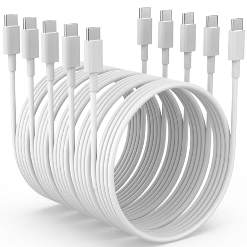 iPhone 15 Charger 5Pack (6/6/6/6/6 ft) USB C to USB C Cable(60W/3A) USB C Charger Cable Fast Charging for iPhone 15 Pro/Plus/Pro Max,iPad Mini 6/ Pro 2021,MacBook Pro,Samsung Galaxy S23 and More