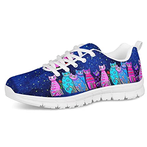 Mumeson Cat Print Women's Lightweight Low-Top Running Sneakers Sport Go Easy Walking Shoes Tennis Shoe US 8