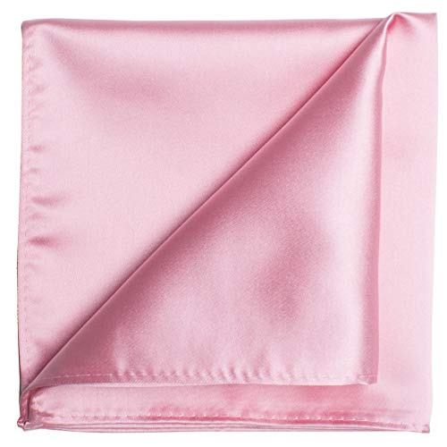 KissTies Rosy Pink Pocket Square Mens Satin Handkerchief + Gift Box