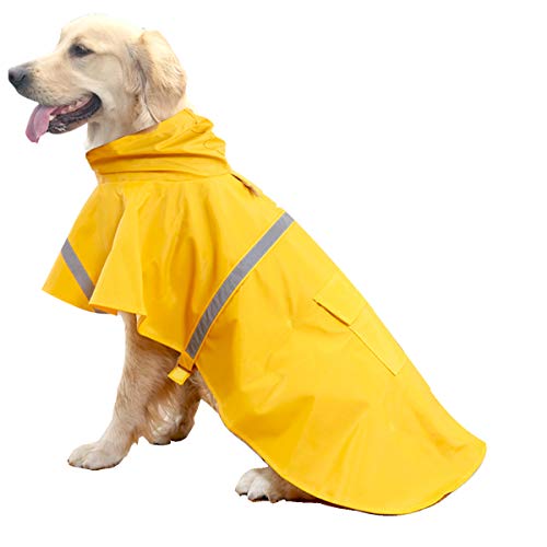 HAPEE Dog Raincoats for Large Dogs with Reflective Strip Hoodie,Rain Poncho Jacket for Dogs