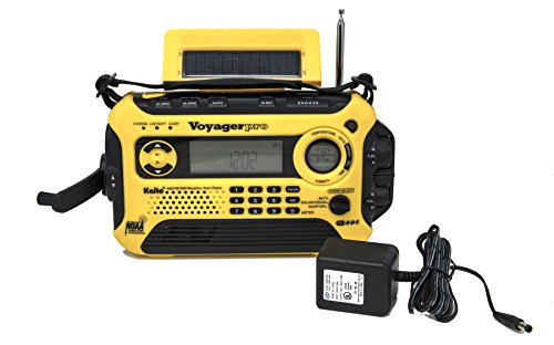 Kaito Voyager Pro KA600 Digital Solar Dynamo Crank Wind Up AM/FM/LW/SW & NOAA Weather Emergency Radio with Alert, RDS & Smart Phone Charger, Yellow (AC Wall Adapter Included)