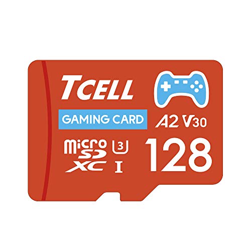 TCELL Gaming 128GB Micro SD Card, Nintendo Switch SD Card, microSDXC A2 USH-I U3 V30 Read 100MB/s Write 80MB/s with Adapter, Designed for Gaming Console…