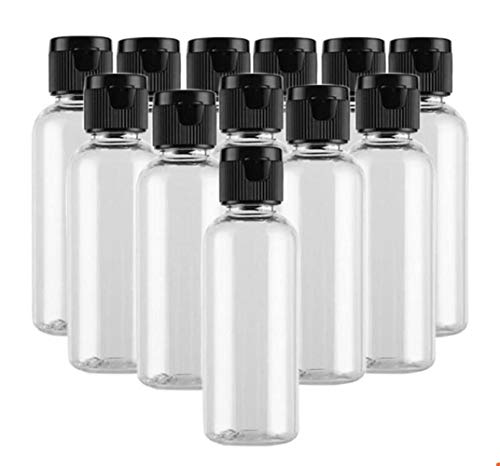 30PCS 15ml 0.51oz Empty Reusable Clear Plastic Sample Bottle With Black Flip Cap Travel Vial Jar Pot Container For Cosmetic Case Emollient Water Liquid Shower Gel Face Cream Emulsion Hand Lotion