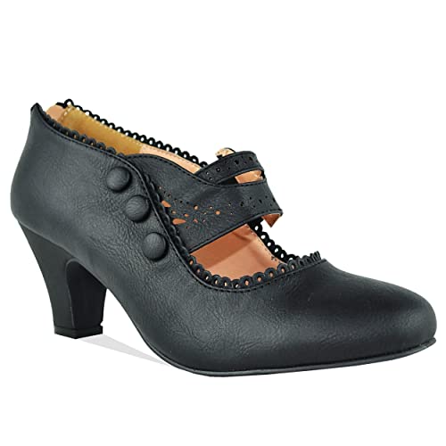 Womens Closed Toe Mary Jane High Heel Oxford Shoes Mina-4 by Chase + Chloe Black