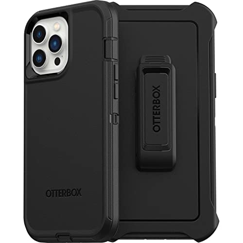 OtterBox iPhone 13 Pro Max & iPhone 12 Pro Max Defender Series Case - BLACK, Rugged & Durable, with Port Protection, Includes Holster Clip Kickstand