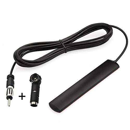 Eightwood Car Stereo FM Radio Antenna, Hidden Windshield Antenna, DIN Plug Adhesive Patch Antenna + Motorola DIN Female to ISO Adapter for Vehicle Car Truck Stereo Receiver Head Unit FM HD Radio