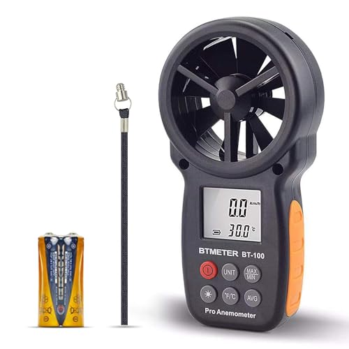 BTMETER BT-100 Handheld Anemometer, Digital Wind Speed CFM Meter Gauge Air Flow Velocity Tester for HVAC Shooting Drone, Wind Chill, 14℉-113℉ Wind Temperature