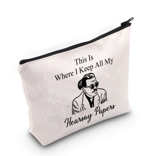 G2TUP Johnny Gift This Is Where I Keep All My Hearsay Papers Makeup Bag Johnny Fan Cosmetic Bag Zipper Travel Bag (All My Hearsay Papers White Bag)