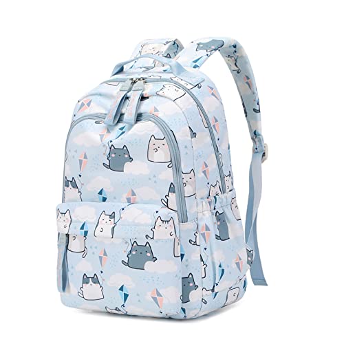 Mfikaryi Backpacks for Girls Cute Cat Backpack Elementary School Backpack Students Bookbag for Girls