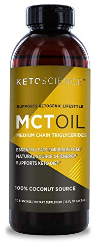 Keto Science Ketogenic MCT Oil Dietary Supplement, Made from 100% Coconuts, Sustained Natural Energy, Helps Burn Fat and Weight Loss, Unflavoured, 15 Fl Oz