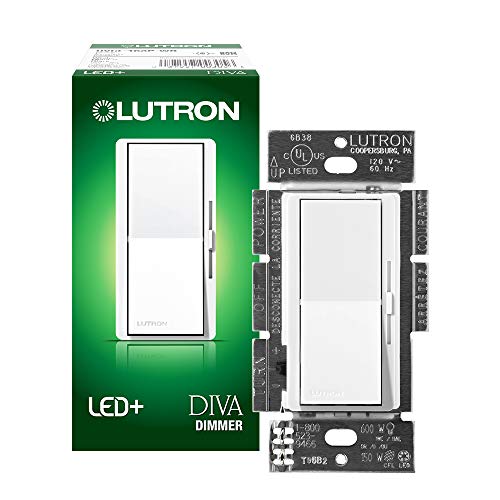 Lutron Diva LED+ Dimmer Switch for Dimmable LED, Halogen and Incandescent Bulbs, 150W/Single-Pole or 3-Way, DVCL-153P-WH, White