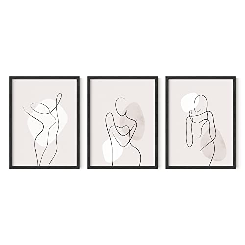 HAUS AND HUES Line Art Print - Set of 6, Feminine Paintings, Line Art Wall Decor, Body Art Work, Drawing Posters, Neutral Wall Art, Abstract Art Wall Decor, Minimalist Wall Art (Unframed 12x16)